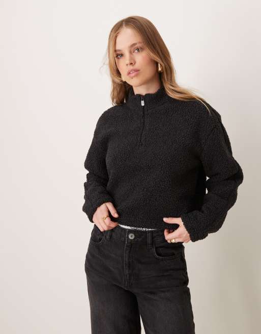 Calvin Klein Sport – Teddy-Jacke in Schwarz mit kurzem Reißverschluss, 2 von 4