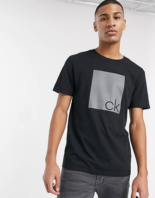 uniek houding Genre Calvin Klein square logo t-shirt in black | ASOS