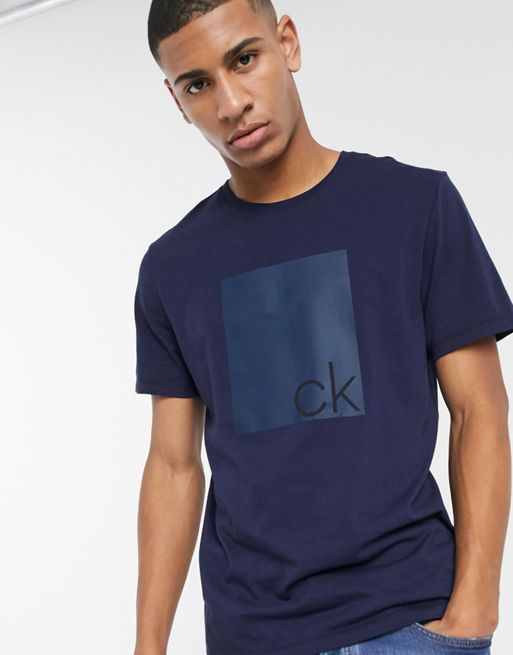 Calvin Klein square logo t-shirt in blue | ASOS