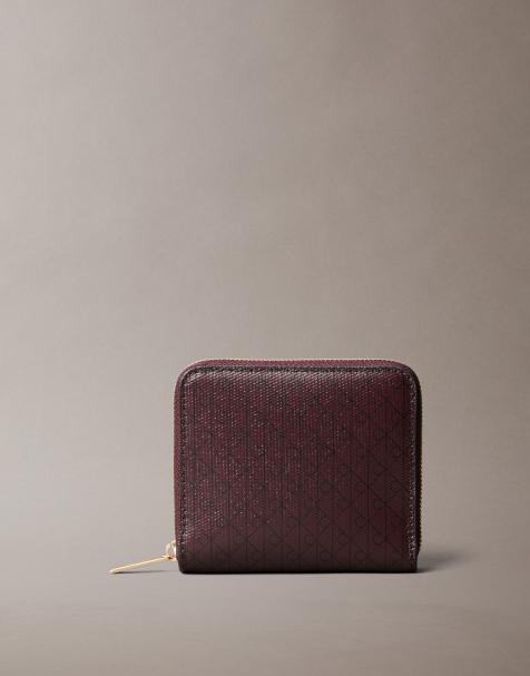 Calvin Klein square zip purse in burgundy - view 1