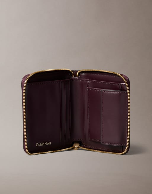 Calvin Klein square zip purse in burgundy, 3 of 3