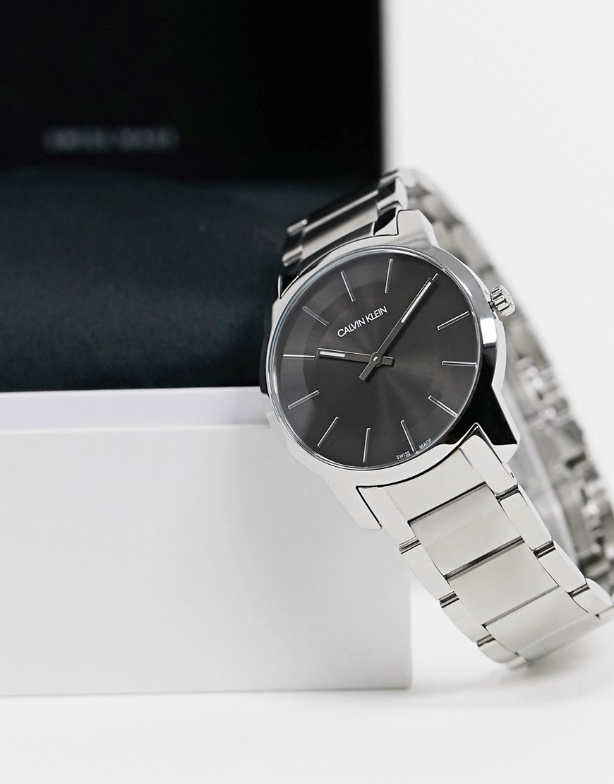 Calvin Klein stainless steel watch with black dial-Silver