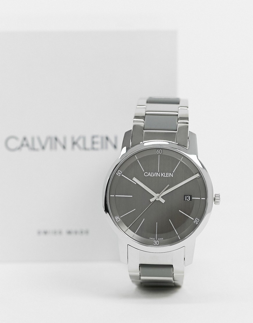 Calvin Klein stainless steel watch with grey dial-Silver
