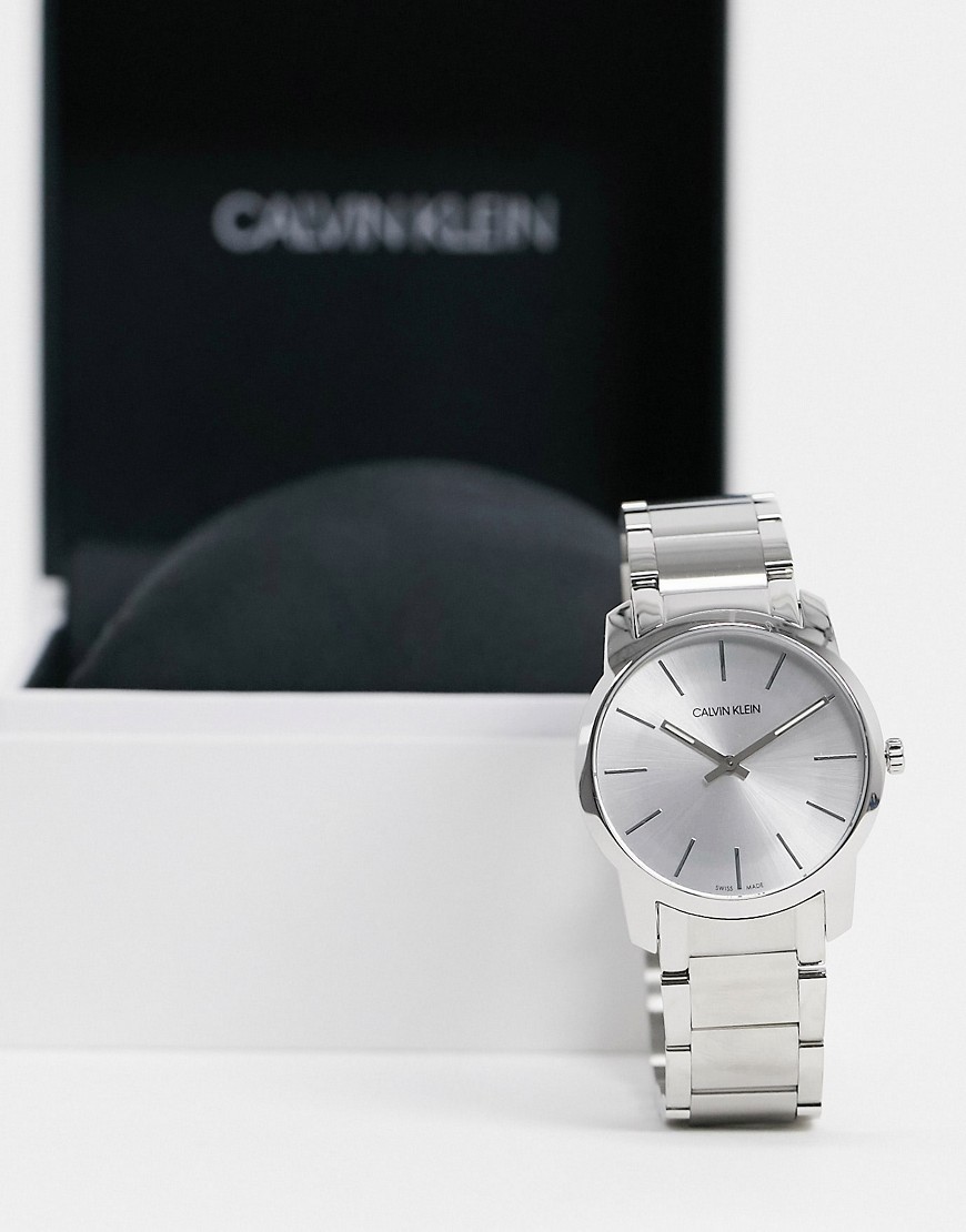 Calvin Klein stainless steel watch with white dial-Silver