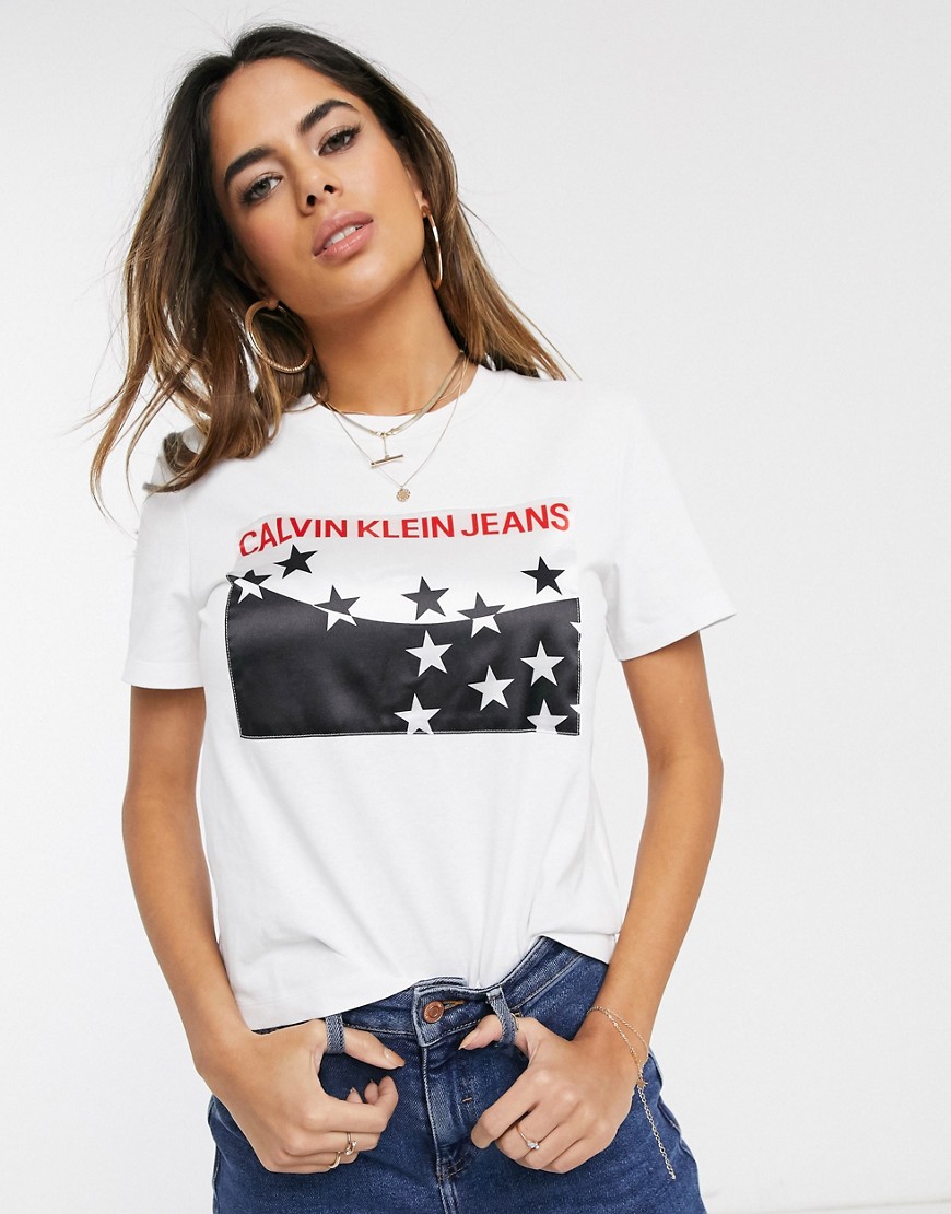 Calvin Klein stars and striped logo t-shirt-White