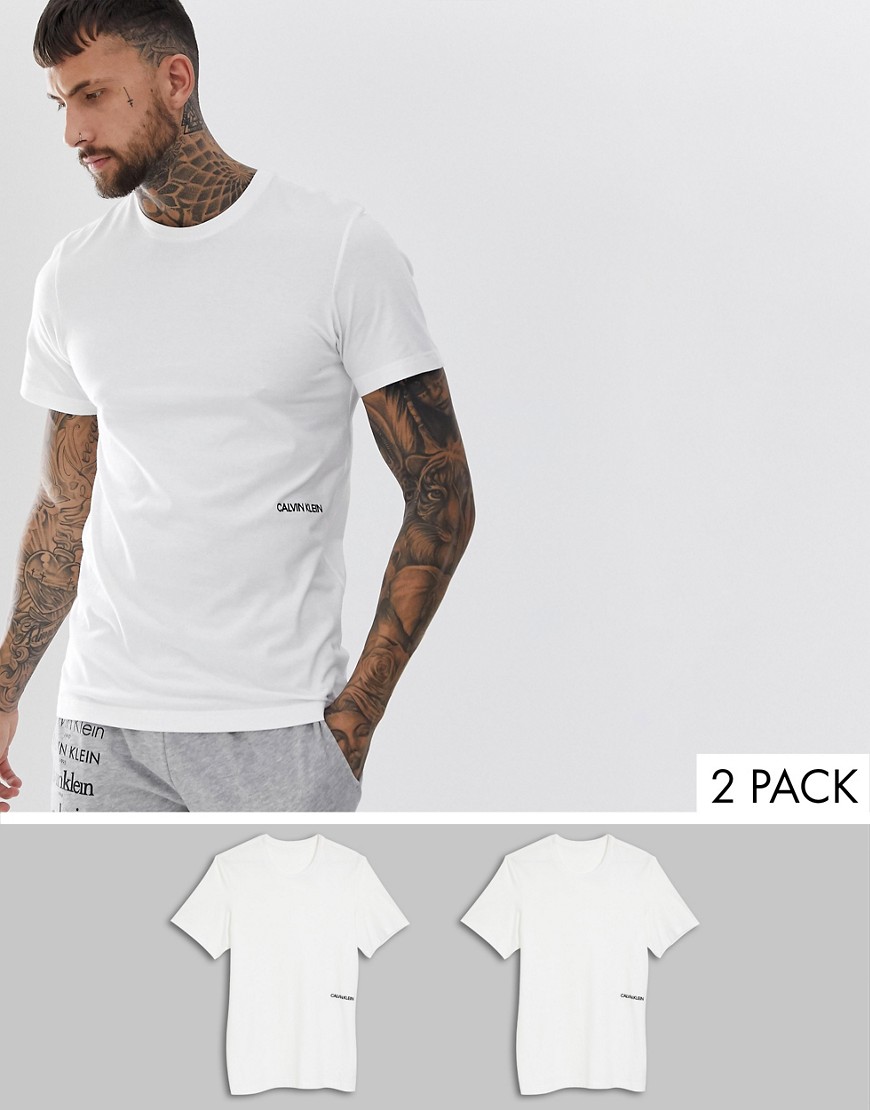 Calvin Klein Statement 1981 2 pack logo crew neck t-shirts in white