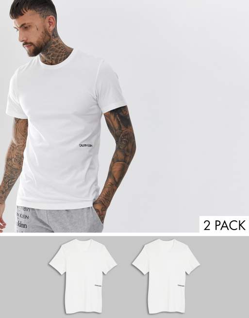 Calvin Klein Statement 1981 2 pack logo crew neck t shirts in white