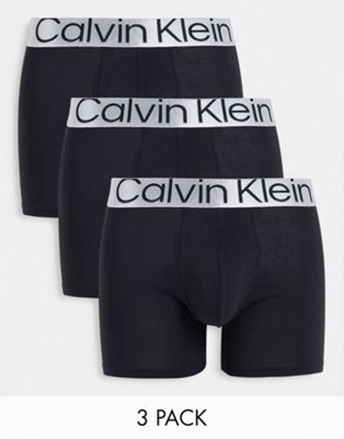 Calvin Klein steel 3 pack cotton boxer brief in black