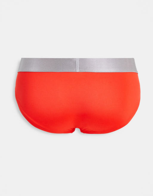 Calvin Klein steel 3 pack micro hip brief in orange/green/black