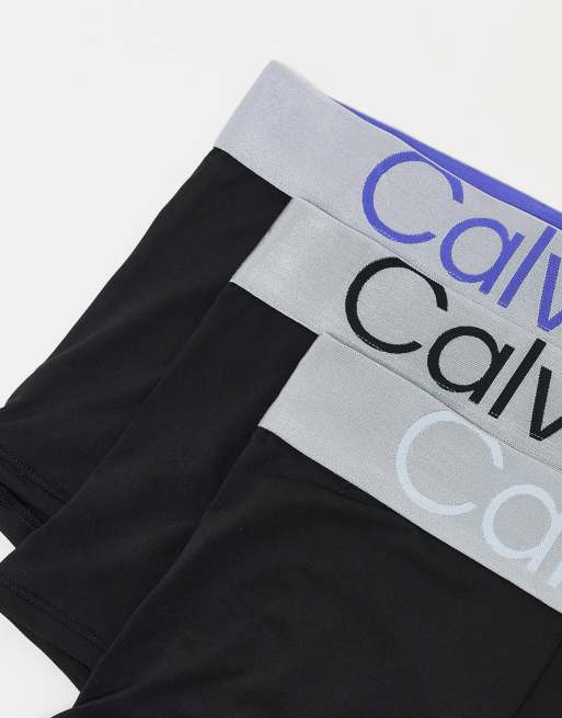 Calvin Klein Men's Steel Micro 3-Pack Low Rise Trunks