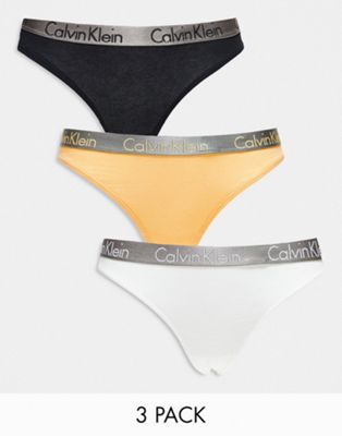 Calvin Klein steel 3 pack thong in orange/white/black