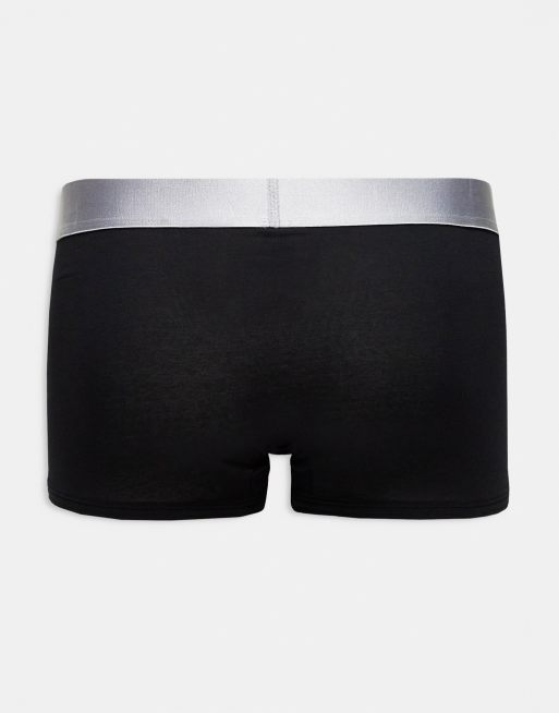 Calvin Klein steel 3-pack trunks with contrast logo waistband in black