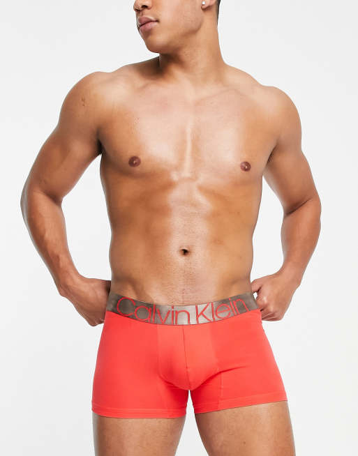 Calvin Klein Steel - Boxer aderenti in cotton stretch, colore rosso