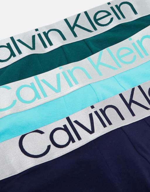 Calvin Klein – Steel – Flerfärgade trunks i bomull, 3-pack, 3 av 4
