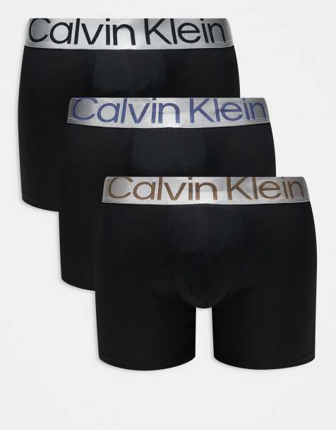 Calvin Klein Steel - Lot de 3 boxers avec taille argentée - Noir - view 1