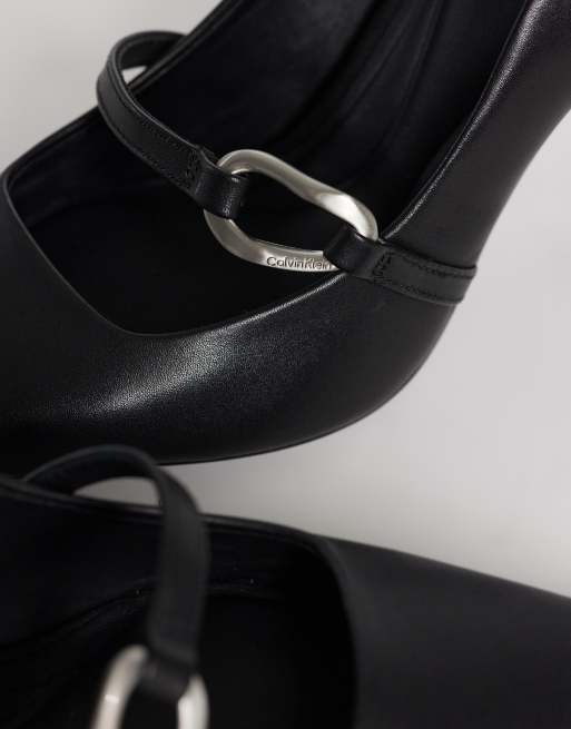 Calvin Klein stiletto heels with strap buckle detailing in black, 3 of 4