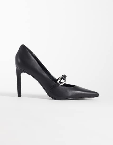 Calvin Klein stilettos with strap buckle detail in black - view 1