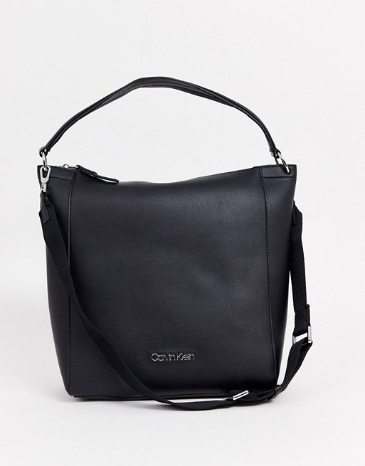 Calvin Klein Strap slouch shoulder bag in black