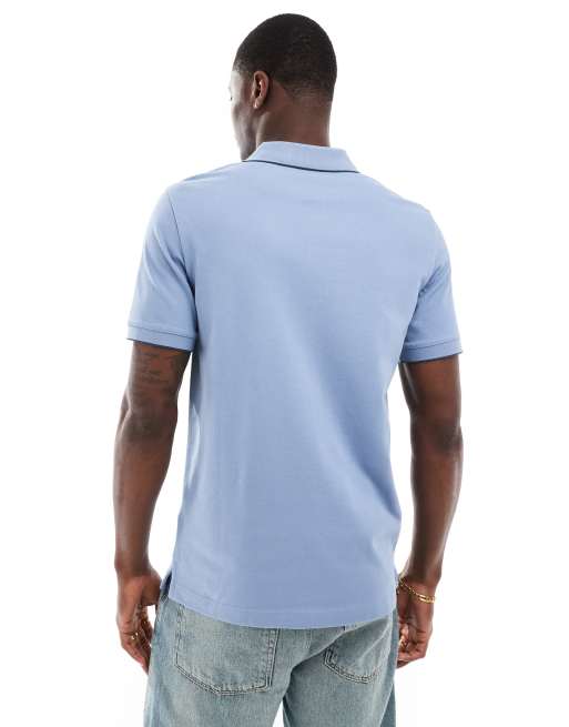 Calvin Klein stretch pique tipped polo in light blue, 2 of 4