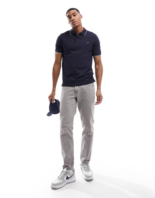 Calvin Klein stretch pique tipping polo shirt in night sky, 2 of 4
