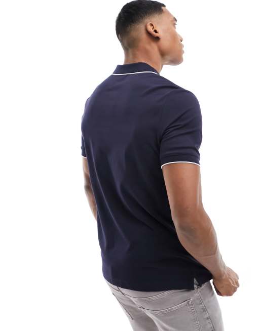 Calvin Klein stretch pique tipping polo shirt in night sky, 4 of 4