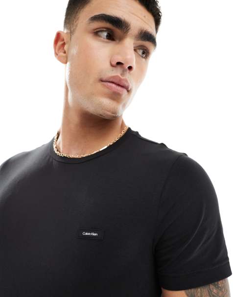 Calvin Klein stretch slim fit t-shirt in black - view 1