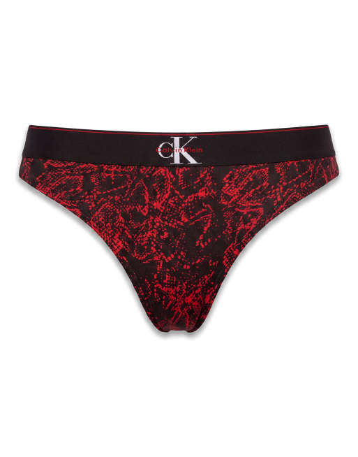 Calvin Klein string à logo graphique imprimé serpent rouge, 2 de 3