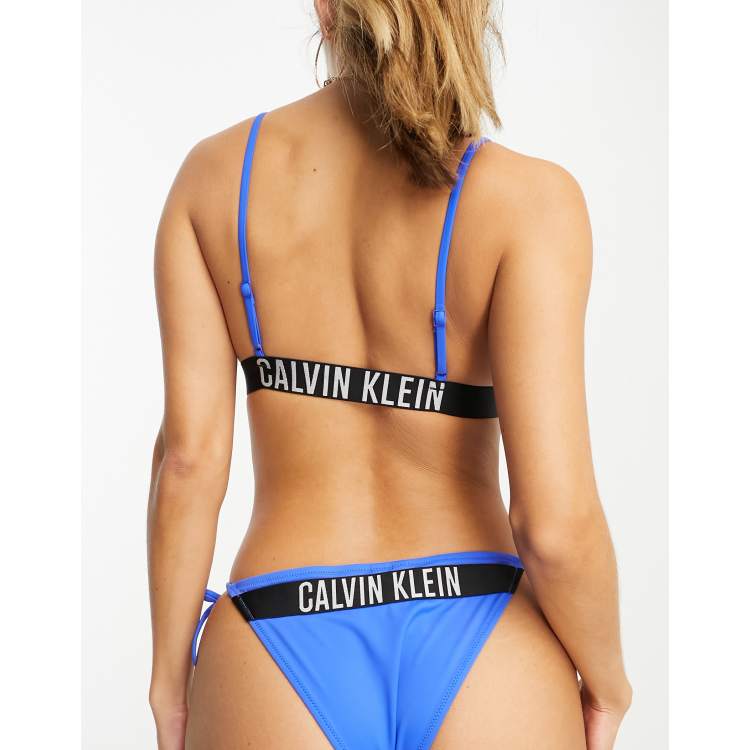 Calvin Klein string side bikini bottoms in blue