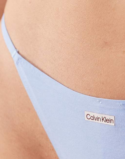 Calvin Klein – Stringtanga aus Baumwolle und Modal in Blau mit Markenlogo, 2 von 4
