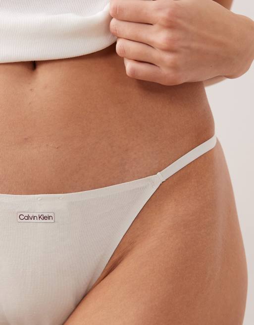 Calvin Klein – Stringtanga aus Baumwolle und Modal in Weiß mit Markenlogo, 2 von 4