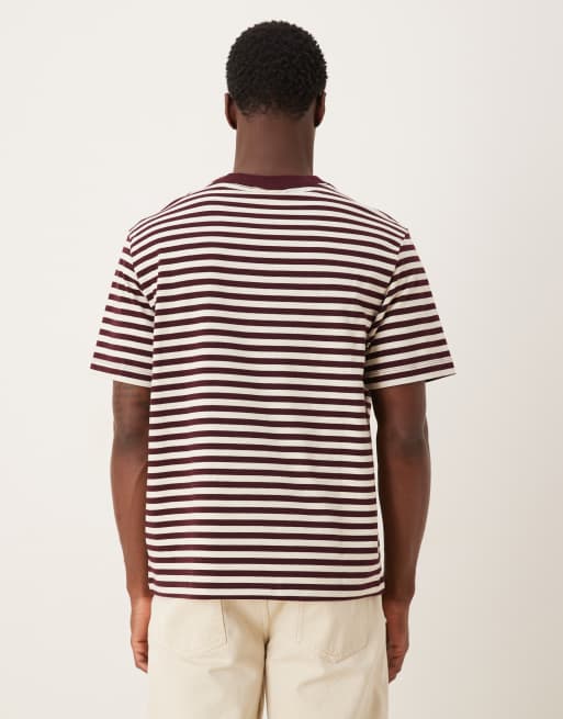 Calvin Klein stripe monologo t-shirt in brown, 3 of 5