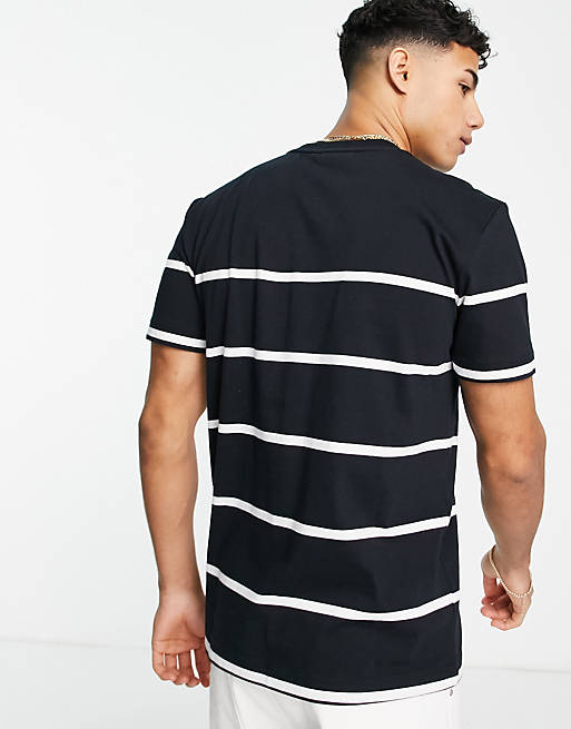 Calvin Klein striped badge T-shirt in black | ASOS