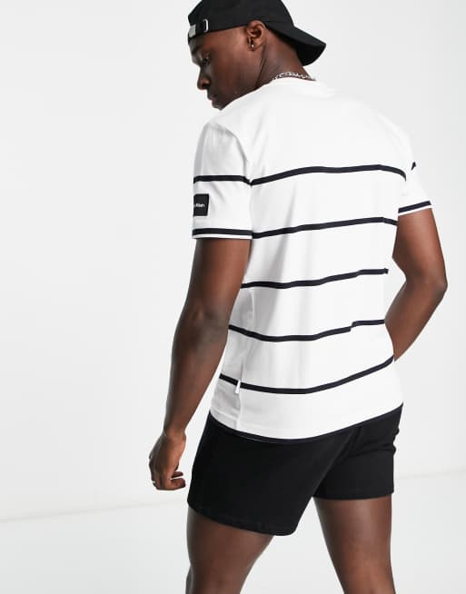 Calvin Klein striped badge t shirt in white ASOS