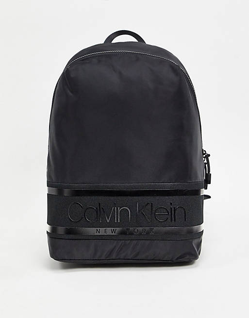 Calvin Klein striped logo backpack in black | ASOS
