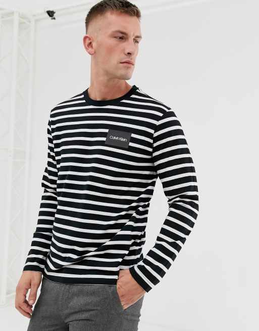 calvin klein black and white striped shirt