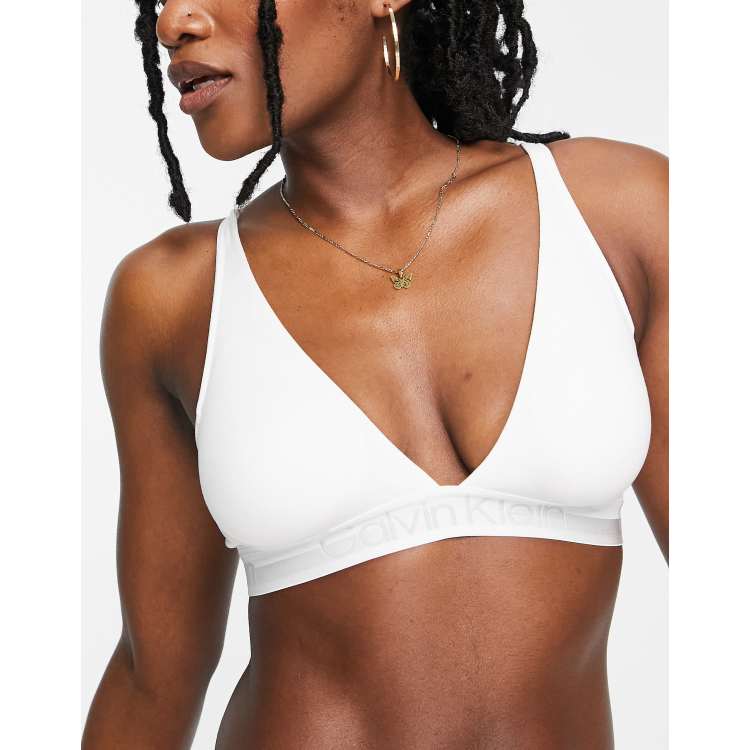 Calvin Klein Structure Cotton and poly lightly lined triangle bralette in  white - WHITE