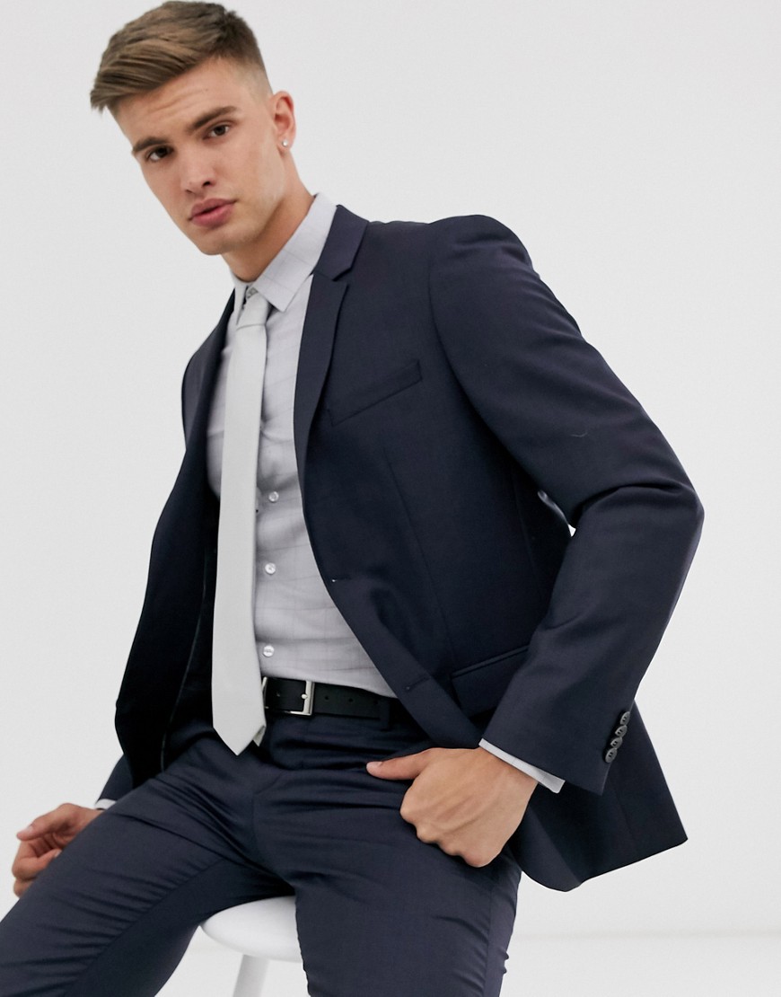 Calvin Klein – Strukturvävd kavaj med smal passform, del av kostym-Marinblå