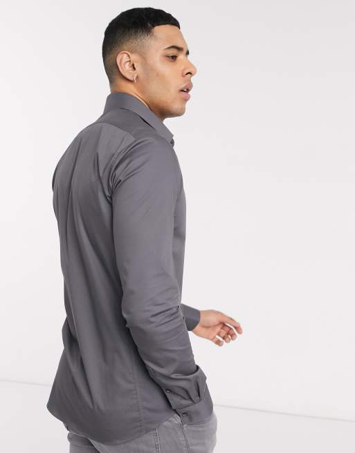 Calvin Klein - Strygelet ekstra slim-skjorte i koksgrå - Kun hos ASOS, 2 af 4
