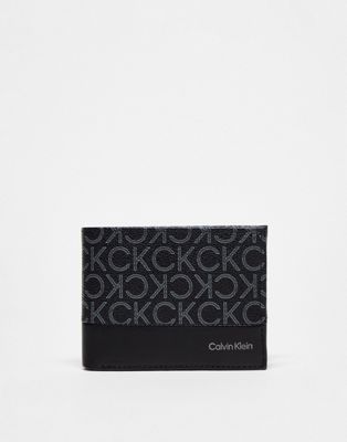 Calvin Klein subtle mono trifold wallet in black