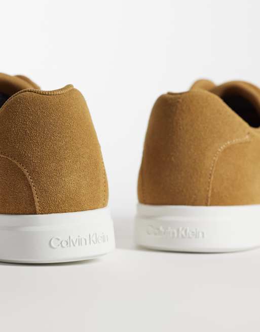 Calvin Klein suede cupsole trainers in mustard, 5 of 5