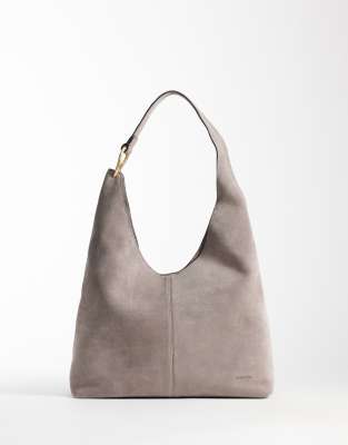 Calvin Klein Suede Large Shoulder Bag In Blue