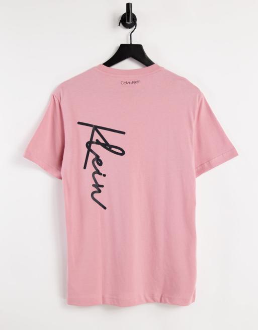 Calvin Klein Summer Script Front Back Logo T Shirt In Blush Pink Asos