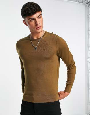 superior wool knit sweater in brown