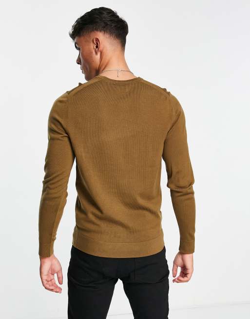 Calvin Klein superior wool knit sweater in brown