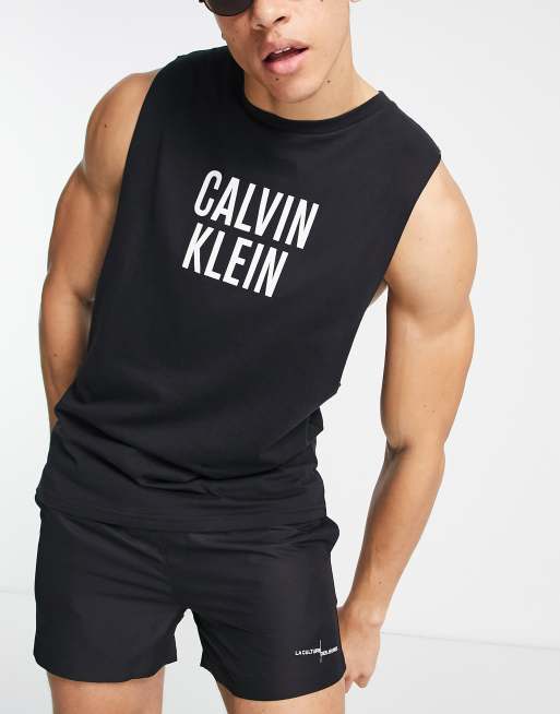 Calvin Klein – Svart badlinne med logga framtill 