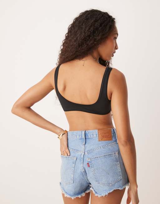 Calvin Klein – Svart bikiniöverdel i bralette-modell med påsydd logga, 3 av 4