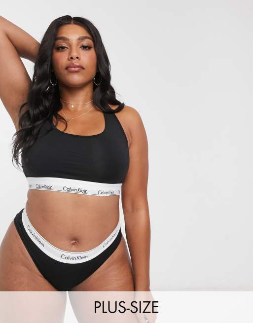 Calvin Klein – Svart bomullsbralette i plusstorlek