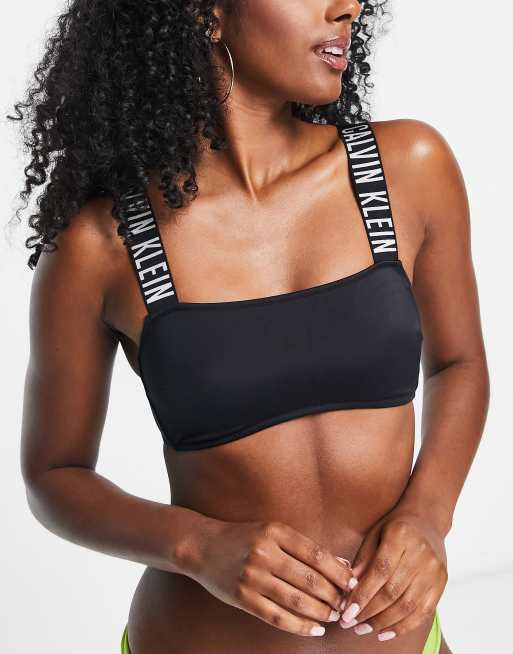 Calvin Klein – Svart kort bikiniöverdel med logga