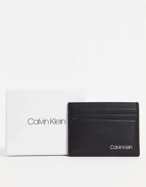 Calvin Klein – Svart korthållare i läder med logga