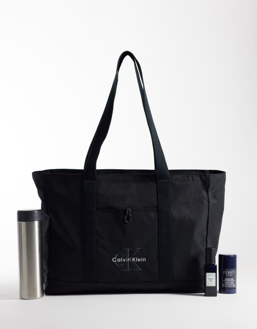 Calvin Klein – Svart, stor toteväska i nylon med logga, 2 av 4